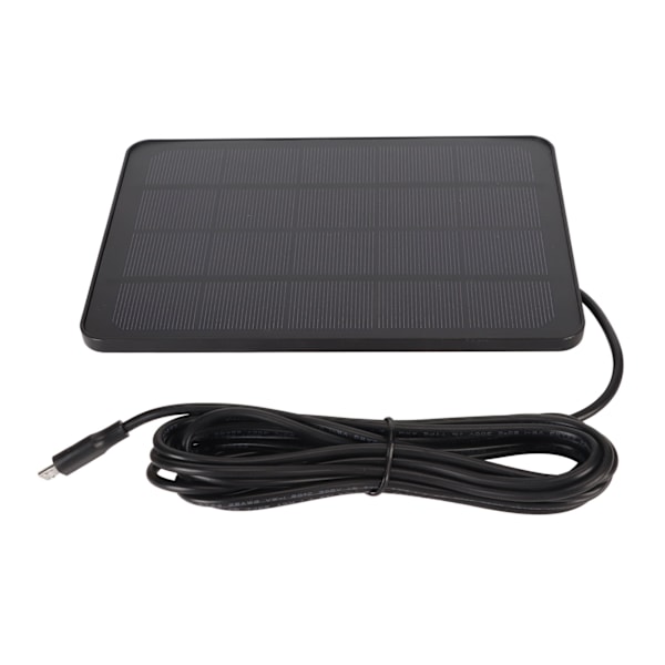 Kamera solpanel IP65 Vandtæt kameraoplader 5V 4W Høj effektivitet til Micro USB C Sort