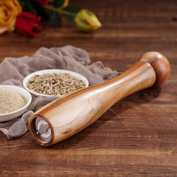 Salt- och Pepparkvarnset, Justerbar Grovhet Träpepparkvarn, Bordsprydnad Present till Fars Dag