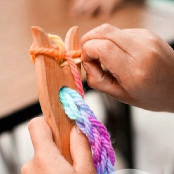 Gaffeltype Træstrikkeværktøj DIY-væveværktøj til armbånd Halskæde Flettet værktøj