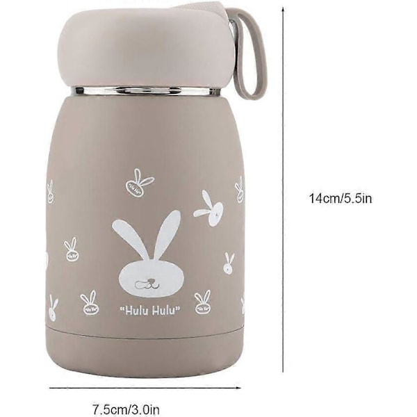 Vattenflaska för Barn, Kaffemugg i Rostfritt Stål med Sött Mönster, 335 ml (Brun)