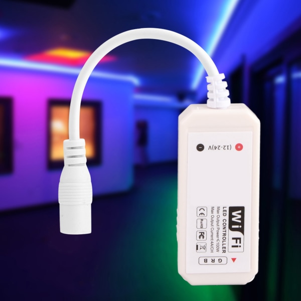 WiFi RGB-kontroller DC12-24V för färgglad LED-remsa från Smart Phone APP-kontroll