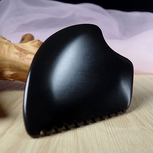 Svart Bianstone Gua Sha Massasjeverktøy for Ansikts- og Kroppsakupunkturterapi