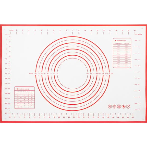 Non-stick silikon bakeunderlag med markeringer for elting av deig, 40x60cm, rød