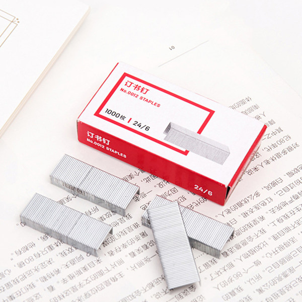 Staple General 1000 stk 24/6 Tykk elektroplettering Incisive Stitching Metallmaterial Heftemaskin Tilbehør for Kontor Engelsk Versjon