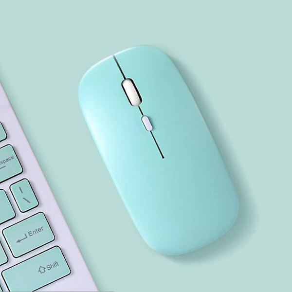 Bluebose Laddningsbar Trådlös Bluetooth-Mus - 3-Hastighets DPI-Justering, Tyst Klick - Kompatibel med Alla Bärbara Datorer (Cyan)