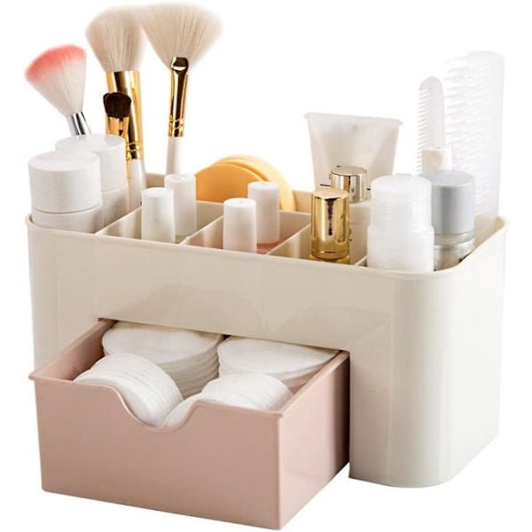 Makeup Organizer Förvaringslåda - Skrivbordsställ, Lådtypefodral för Kosmetiska Borstar, Pennor och Smycken (Rosa)