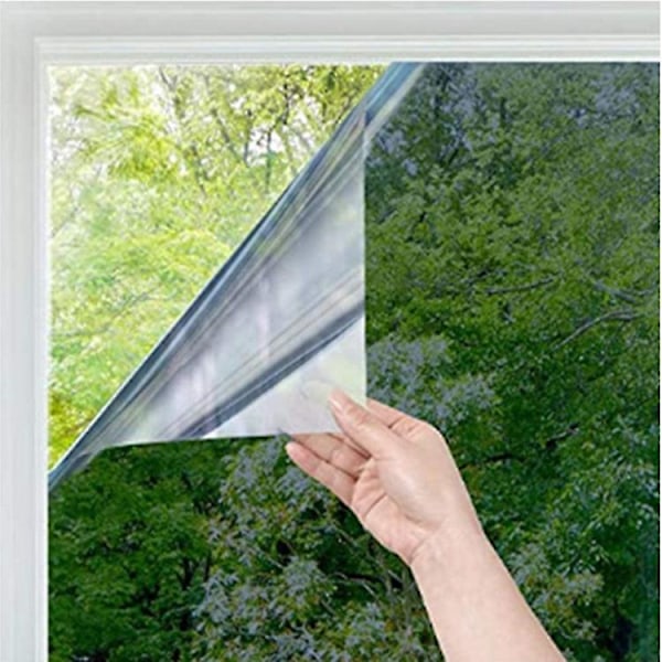 Självhäftande Fönsterspegel Anti-Bländningsspegeleffekt Envägsfönsterglas Värmebeständig Spegelpapper Mörkläggningsspegelfilm Envägs Solskydd An