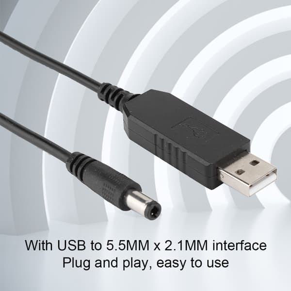 USB til 5.5MM x 2.1MM grensesnitt 5V til 12V Boost-kabel for bordlamper / rutere / modemer