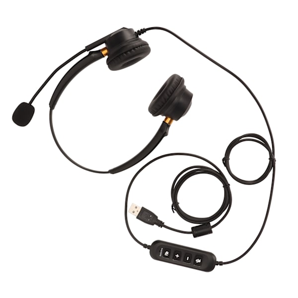 USB Business Headset ENC Støjreduktion Binaural Kablet Kontor Hovedtelefon med Højttaler Lydstyrke Justering Mikrofon Mute