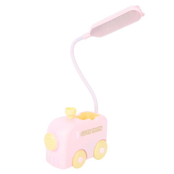 Mini Tog LED Nattbordslampe Øyebeskyttelse Studieleselys USB-lading med Pennholder for Barn Rosa