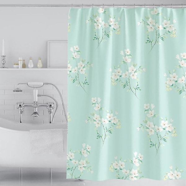 Bruseforhæng, 180 x 180 cm i Polyesterstof, Badeforhæng til Badeværelse, Smukt Blomstermønster