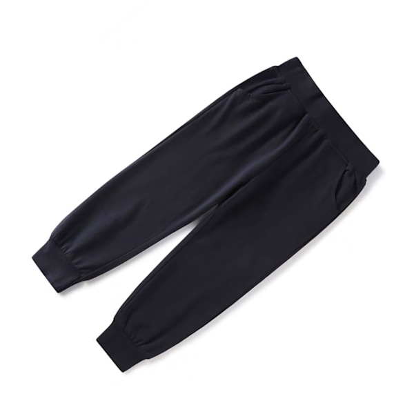 Barn Sweatpants Elastisk Midja Andningsbar Mode Konisk Bomulls Joggerbyxor för 120cm till 130cm Pojkar Flickor Svart