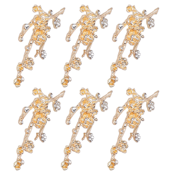 6 st blomformade broscher DIY strassbrosch nål för skor kläder smycken dekoration vit strass plommonblomma gren