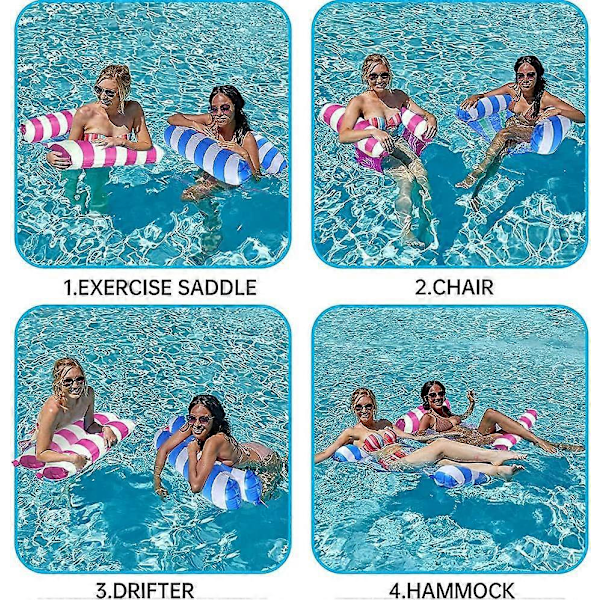 Pool Hammock, 2-delad Flytande Hängmatta Uppblåsbar Fällbar Säng 4 i 1 Bärbar Fällbar Fl