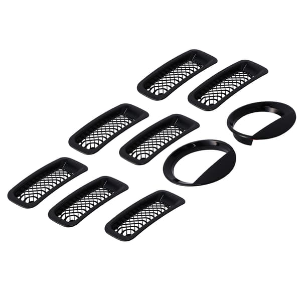 Front Mesh Grille Inserts Headlight Trim Rings Kit Dekoration Passar till Jeep Patriot 2011-2016