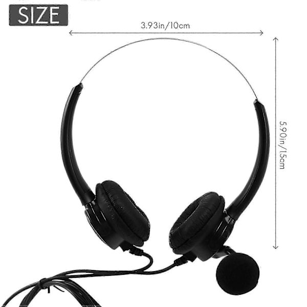 VH500D RJ9 Bilateralt Headset Handsfree Callcenter Brusreducerande Sladdanslutet med Justerbar Mikrofon f