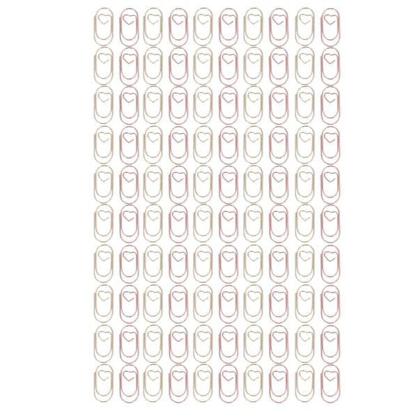 50 stk. rosegull og 50 stk. gull mini binders søte hjerte bærbare metall kontor binders for dokumentklassifisering