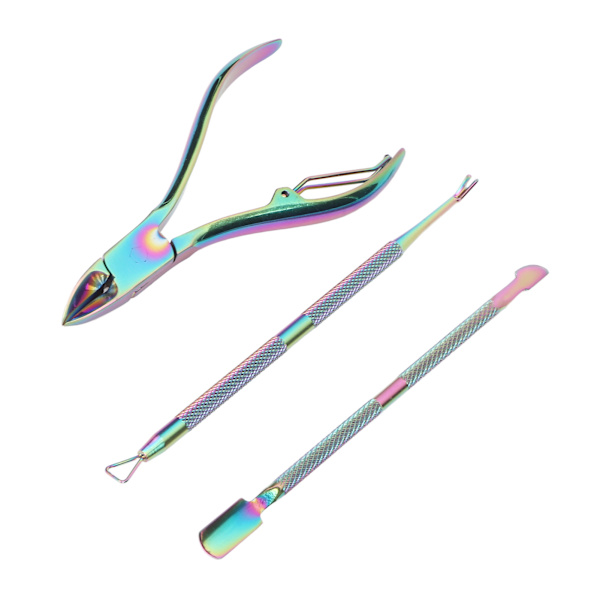 3 st Nagelband Trimmer Set Rostfritt Stål Professionell Nagelvård Nagelband Pusher Scraper Set för fingernaglar Tånaglar