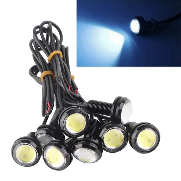 8 st Eagle LED-lampor Vit 23 mm 12V Aluminiumlegering Vattentäta Dammtäta LED-billampor för varselljus