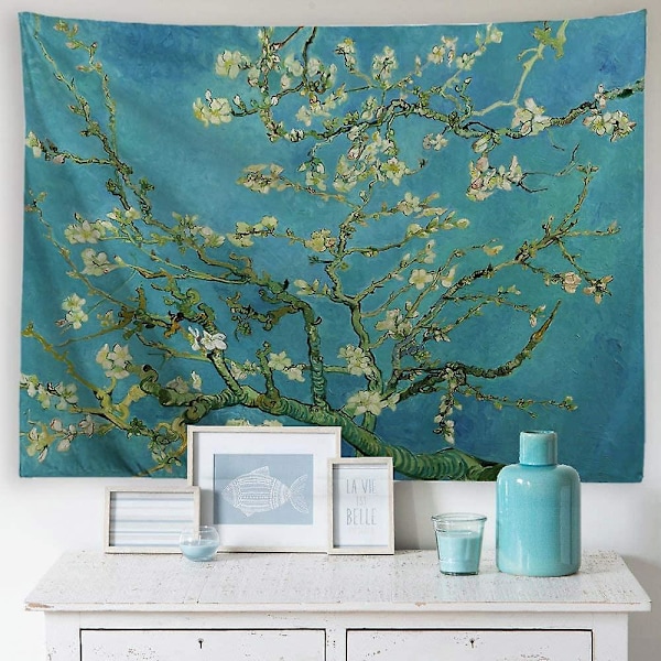 Blomstertapet Vægophæng - Van Gogh Blomsterlandskabsmaleri - Hjemmeindretning til soveværelse og stue