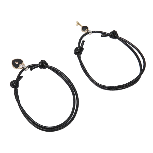 10 stk Hjerteform armbånd Nylon reb Længde Justerbar Let Match Stilfuldt Armbånd Smykker til Par Kvinder Mænd Gave Sort