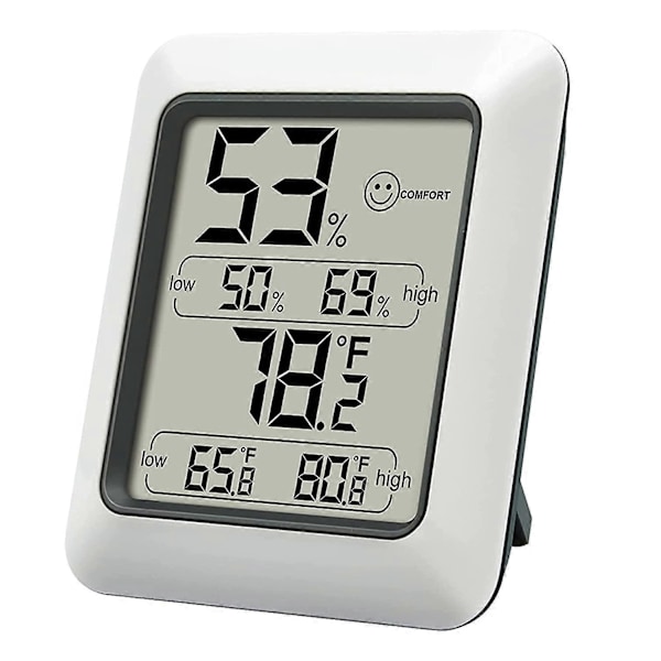 Digitalt Termo-Hygrometer | Indendørs Rumtermometer med Optagelse og Klimaindikator til Rum, |Klimakontrol Monitor