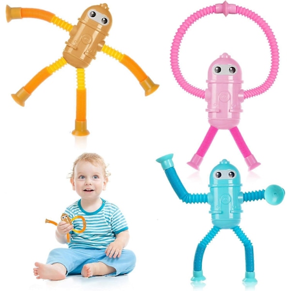 Imukupilliset venyvät lelut, 3 kpl muotoaan muuttavia robottien vetäviä käsiä ja jalkoja, opettavaisia leluja, hauska stressinlievitys, opettavainen aistilelu, Fidget-lelu f