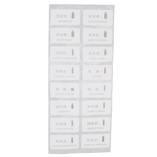 Klæbende etiketter Rektangulære etiketter Klistermærke til refill rejse kosmetiske flasker Ducument16 stk 11 X 21 mm / 0,4 X 0,8 tommer