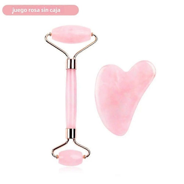 Rose Quartz Gua Sha Rulle Dobbelt Hoved Ansigtsmassager til Hudpleje Krop og Ansigtsmassageværktøj pink