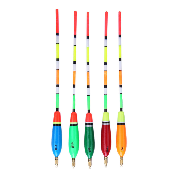 5PCS Flerfarget Balsa Tre Flyte Bobber Bite Indikator Fiskeutstyr (6+2g )