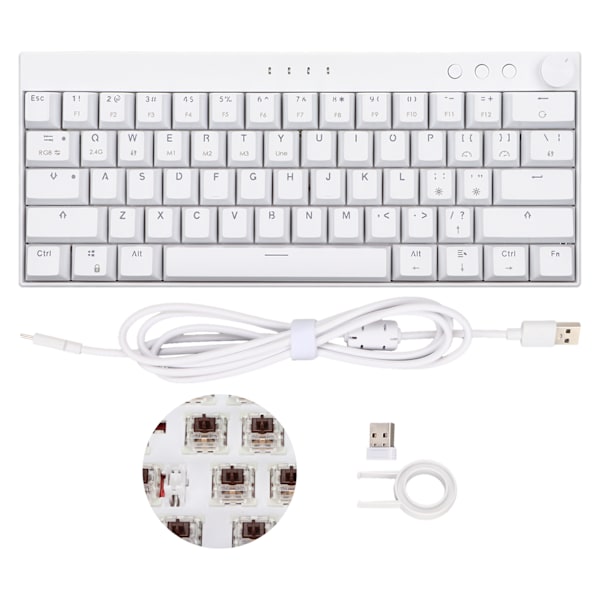 Mechanical Keyboard Three Modes 61 Keys RGB Backlight Wireless 2.4G Mechanical Gaming Keyboard for Office GamingBrown Switch