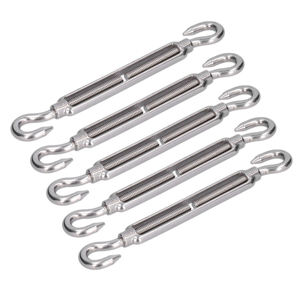 5 kpl Turnbuckle Koukku ja Koukku Vaijerin kireys 304 Ruostumaton teräs Varjostin Purjelaitteisto M4