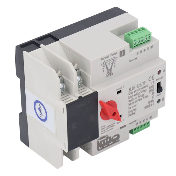 2P Dubbel Automatisk Transfer Switch Generator Transfer Omkopplingsbrytare AC110V 50Hz 60Hz 63A