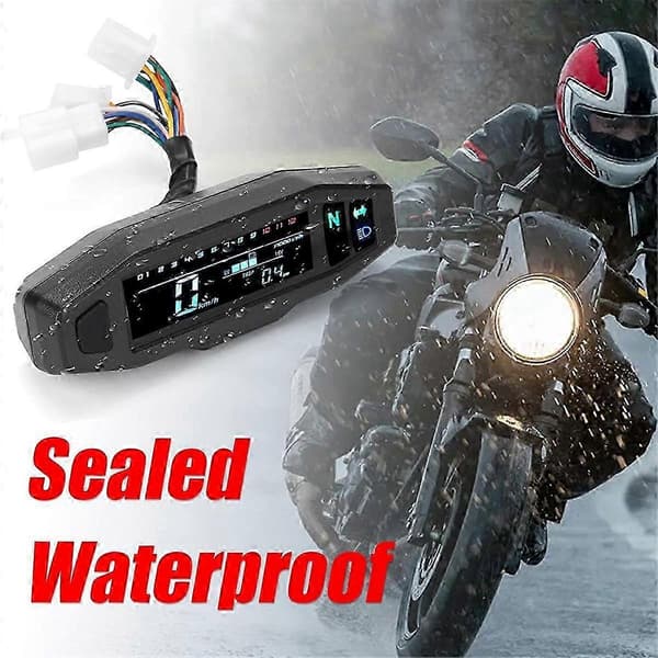 Motorcycle Mini VA HD LCD Speedometer Gauge HD Adjustable LCD JH4 Black