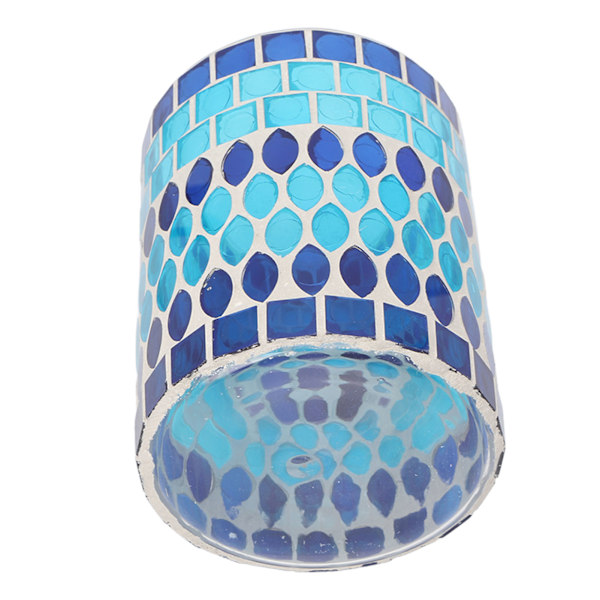 Mosaic Votive ljusstake Handgjord värmeljushållare i glas för heminredning Blå