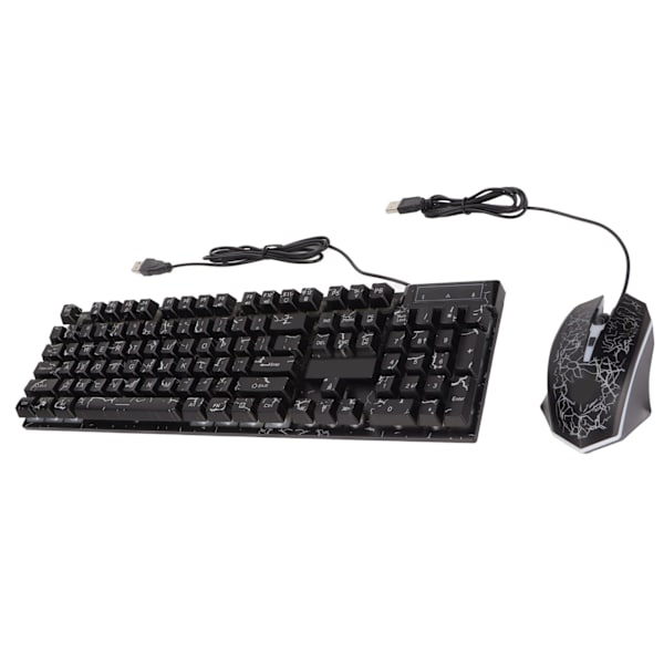 USB Tangentbord Mus Combo Bra motståndskraft Spricka Färgglad bakgrundsbelysning 104 nycklar Tydliga tecken Gaming Tangentbord Mus Combo