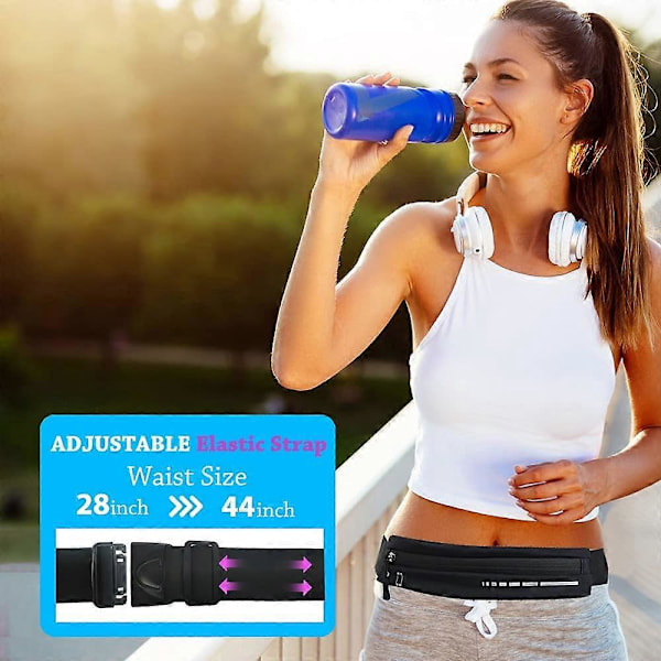 (Svart) Smalt löparbälte för kvinnor och män, löpares midjeväska telefonhållare, löparväska midjebälte för träning jogging, pengabälte löpargåva utrustningstillbehör