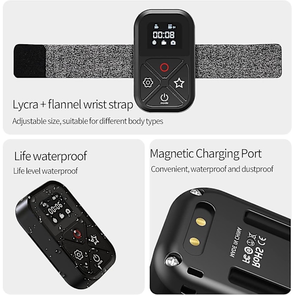 Smart fjernkontroll kompatibel med GoPro 10 Magnetisk indikator ladeport Tilbehør Fjernkontroll