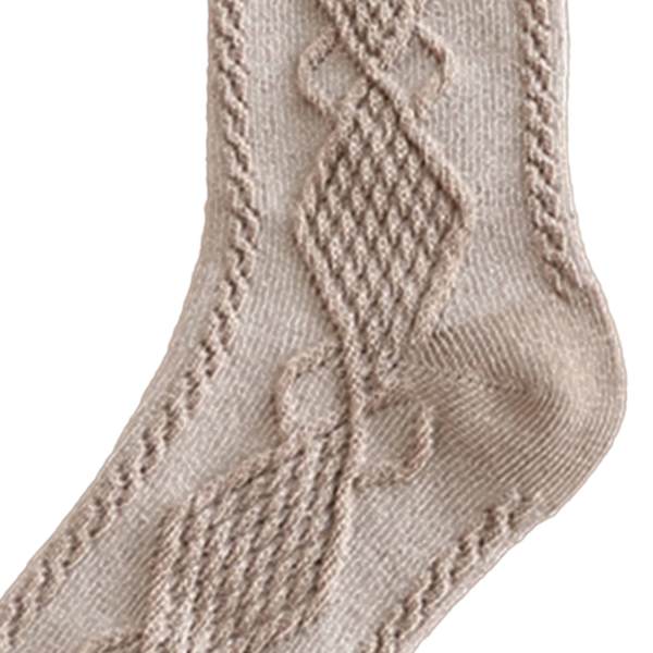 Barnekåpesokker for jenter Bomull Komfortable Varme Retro Preppy Mid Calf Crew Sokker for Vinter Høst Khaki M