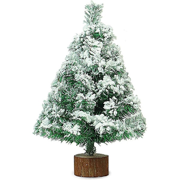 Snødekt Kunstig Juletre Med Trebase, Lite Juletre For Bord, Selskap, Håndverk