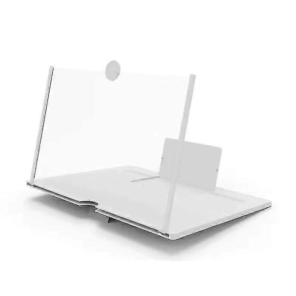 10 tommer Skærmforstørrelsesglas til Mobiltelefon Version 3D HD Video Telefonforstærker Hvid