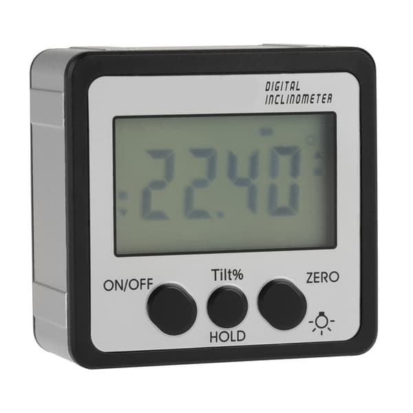 Digital magnetisk inklinometer vinkelmåler gradskive 4 x 90° (sølv)