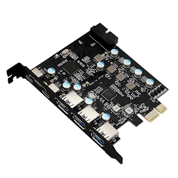 5 Portar Pci-e Till Usb 3.0 Typ C Adapterkort 3x Usb +2 Typ C Pcie Expansion