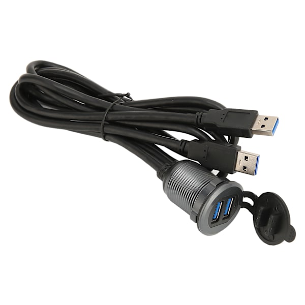 2 porter dobbel USB 3.0 hann til USB 3.0 hunn bilmontering flush kabel 3,3 fot plug and play vanntett dash panel monteringskabel