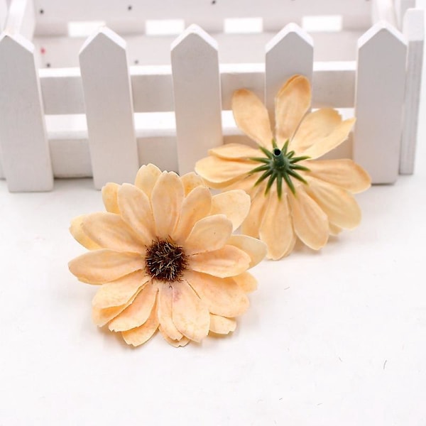 50 stk./lot Mini Blomsterhoder Kunstige Dekorative Stoffblomster til Dekorasjon, 6cm (5 stk. for hver farge)