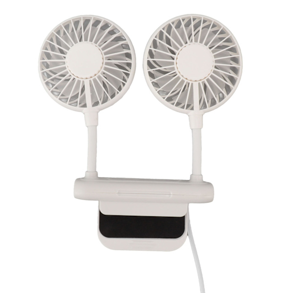 Hvid skrivebordsventilator med justerbar klemme 3 gear 360° roterende USB bordmonitor køleventilator til kontor