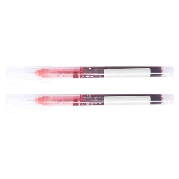 2 stk. Rollerball Pen 0,5 mm Fin Spids Hurtigtørrende Rullende Kugle Flydende Blækpen til Studerende Rød