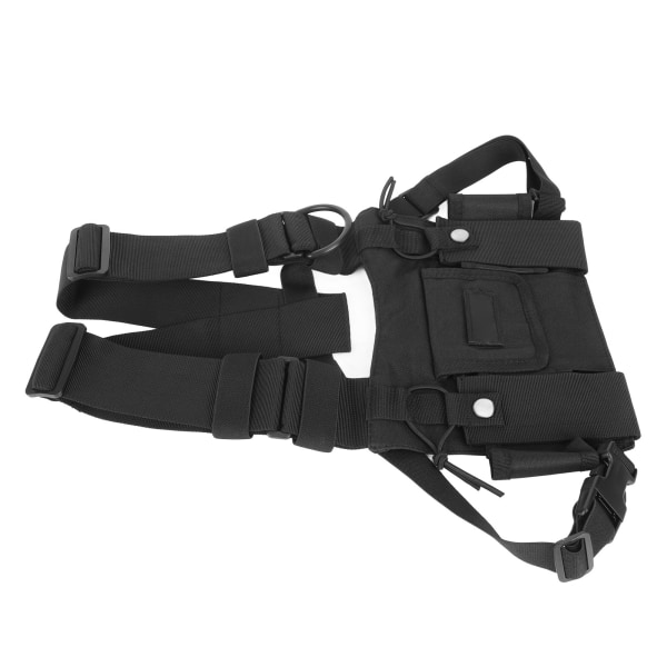 Radiobrystsele 2 lommer Oxford-stof Justerbar Vest Rig Universal til 2-vejs Radio Walkie Talkie Sort