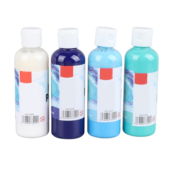 Høj Flow Akrylmaling Sæt Fade Resistent Safe Miljøvenlig 4 Farve Akryl Hældning Maling 100ml