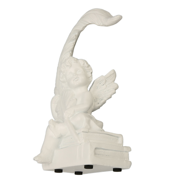 Trädgårdsänglar Staty Harts Resin Bedårande Levande Uttryck Hög Glansig Vit Ängel Figur Staty Höger Fjäder